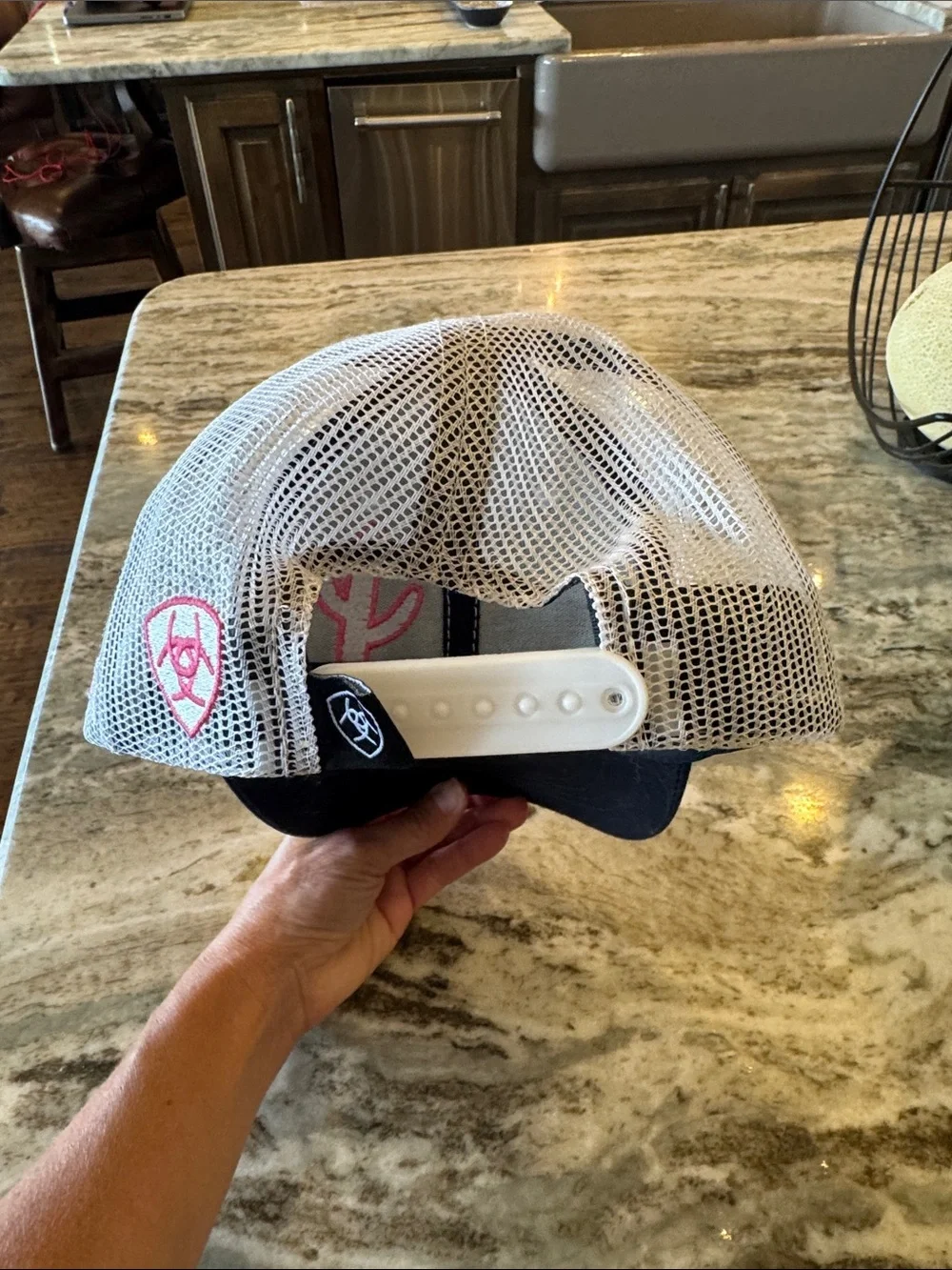 Ariat Kids Black Trucker Hat with Multicolor Cactus Patch